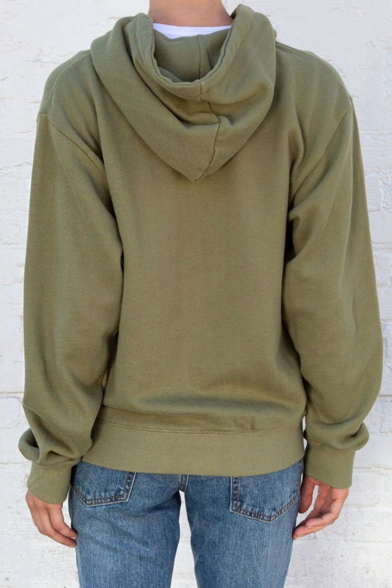 Sweat a Capuche Brandy Melville Christy Vert Olive | UDR-92883789